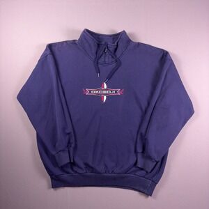 Vintage 90s Cityscape Okoboji Sailboat Quarter Zip Sweatshirt Navy‎ Blue XL